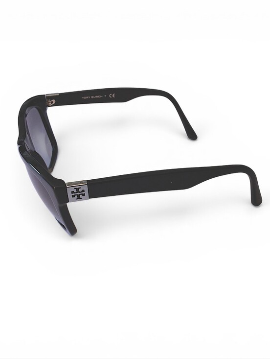 Tory Burch Black Square Sunglasses w/ Silver Logo Hardware main image 4